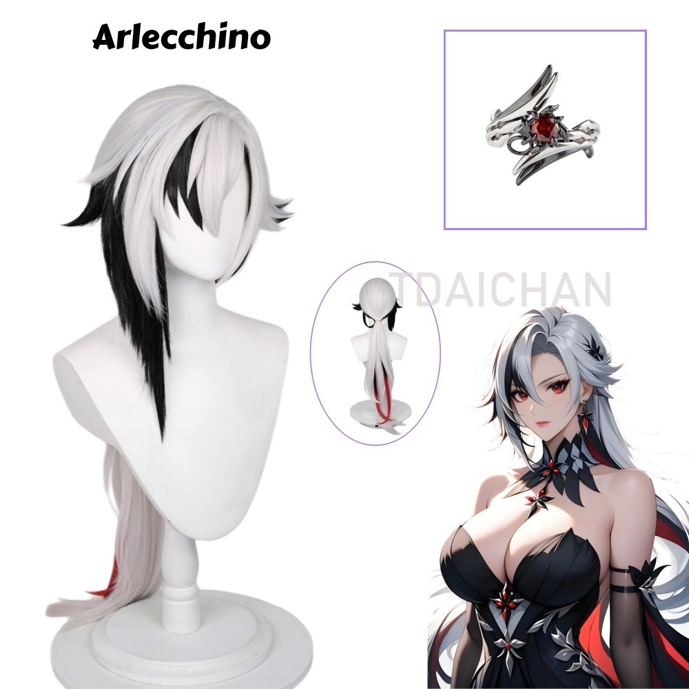 Anime Cosplay Wig Heat Resistant - Peluca de Cosplay de Arlecchino de