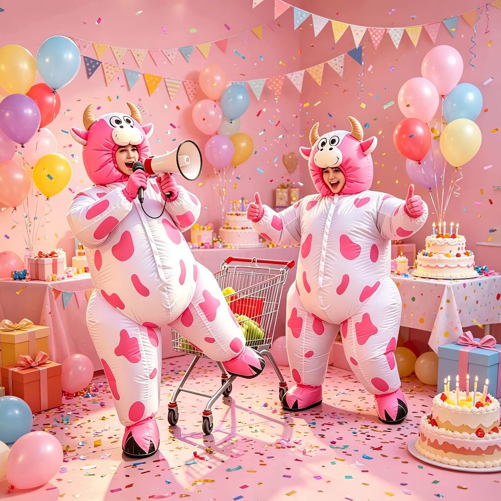 Costumes - Divertido disfraz inflable de vaca rosa,