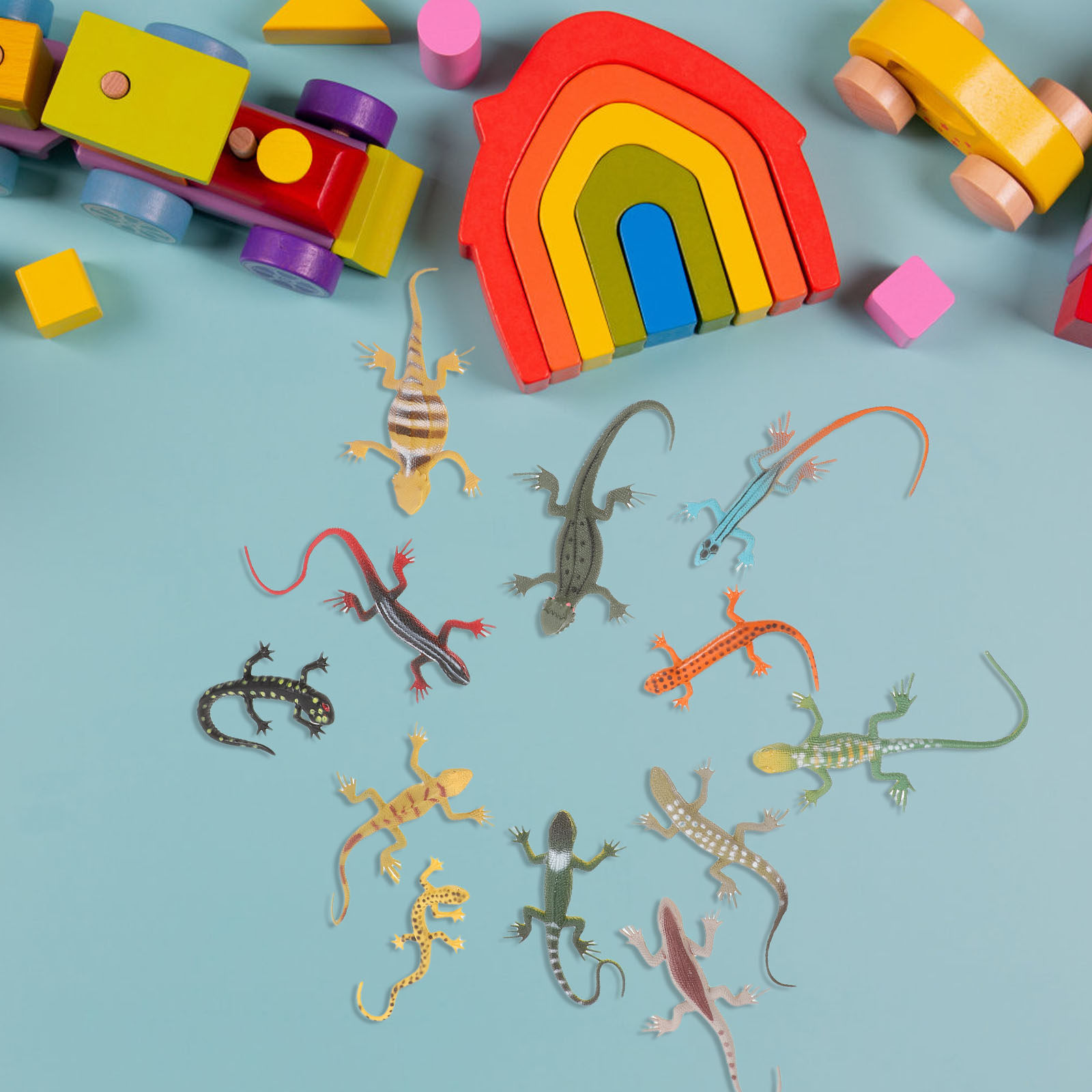 Prank Toys - 12 piezas de geckos de simulación